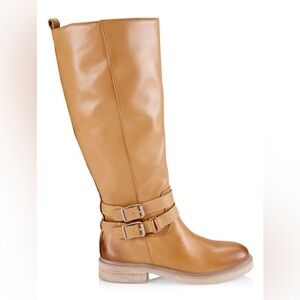 Sam Edelman Tall Leather Boots Freda Cashew Tan Brown size 8 EUC
